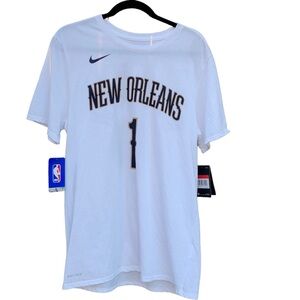 NIKE White New Orleans Pelicans Zion‎ Williamson #1 Dri-FIT Athletic Cut T-Shirt